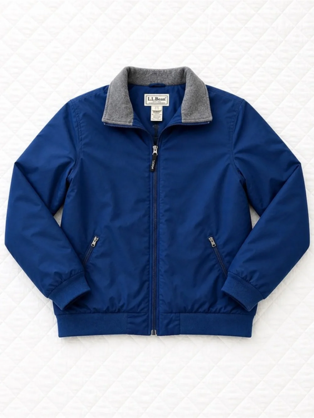 L.L.Bean Warm Up Jacket Fleece Lined Nylon Windbreaker Blue XLT